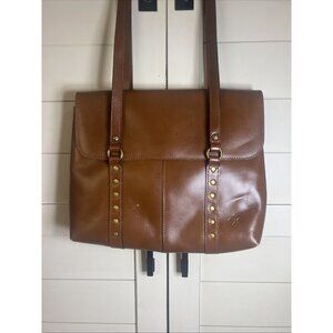 Patricia Nash Leather Studded Brown Messenger Bag Work Bag Shoulder Bag